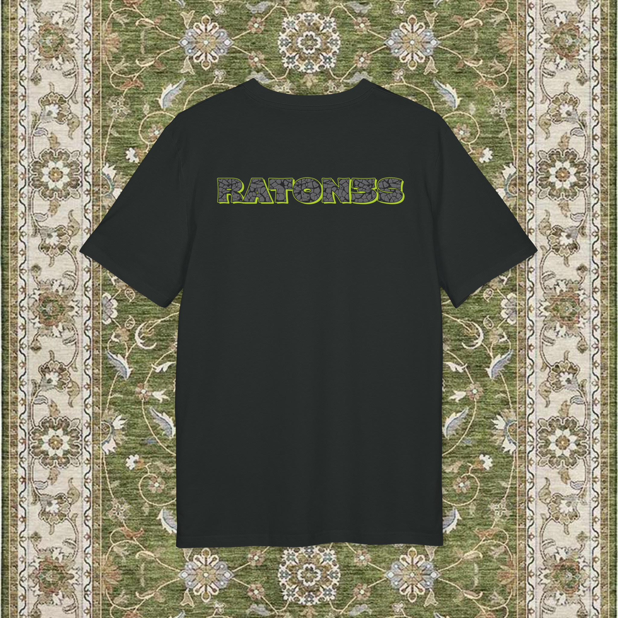 Raton3s Green Persian Rug Box Logo T-Shirt