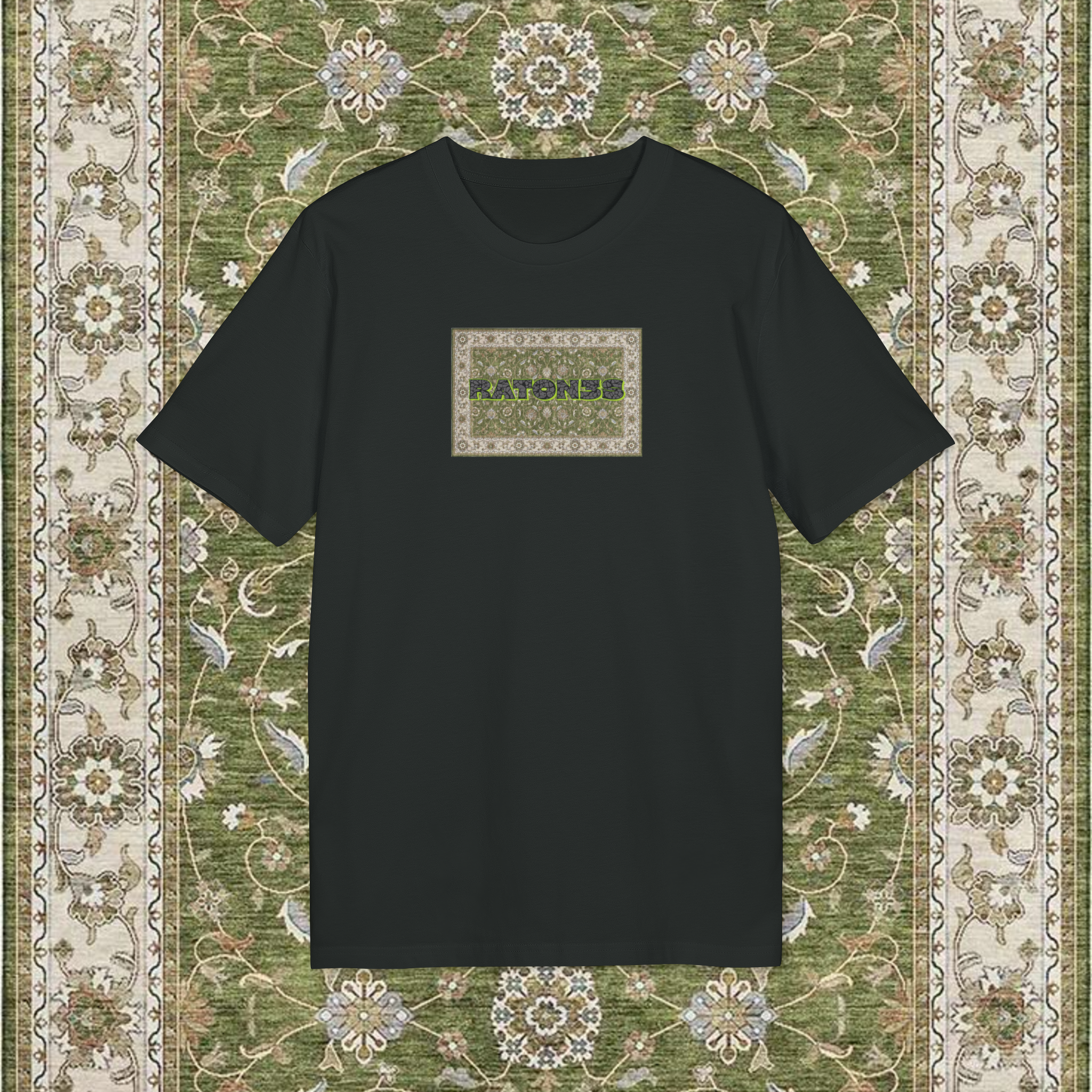 Raton3s Green Persian Rug Box Logo T-Shirt