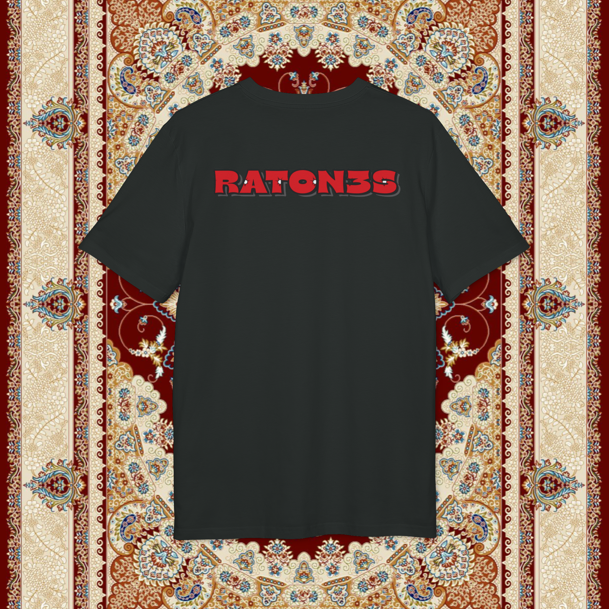 Raton3s Red Persian Rug Box Logo T-Shirt
